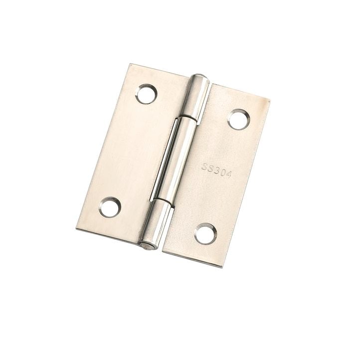 Zenith Butt Hinge  50mm 2pk Fixed Pin Polished Stainless Steel