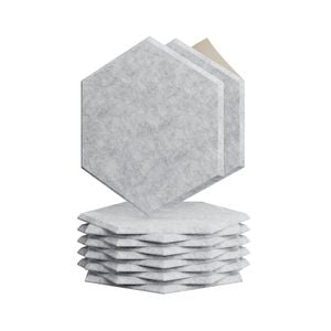 iDEER LIFE Acoustic Foam 12PCS Sound Absorbing Panels Wall Tiles (Hexagon Shape- Light Grey)