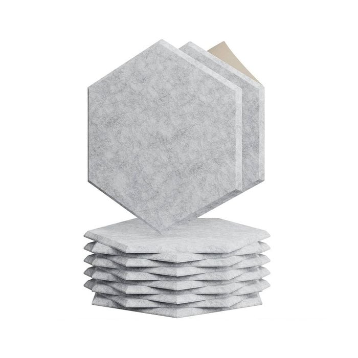 iDEER LIFE Acoustic Foam 12PCS Sound Absorbing Panels Wall Tiles (Hexagon Shape- Light Grey)