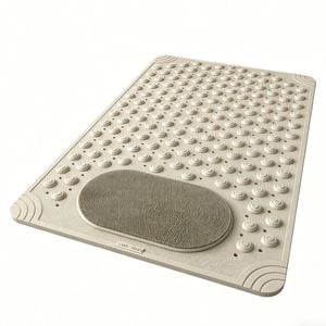 Catzon 60x90cm Square Non Slip Shower Mat With Foot Scrubber Brush-khaki