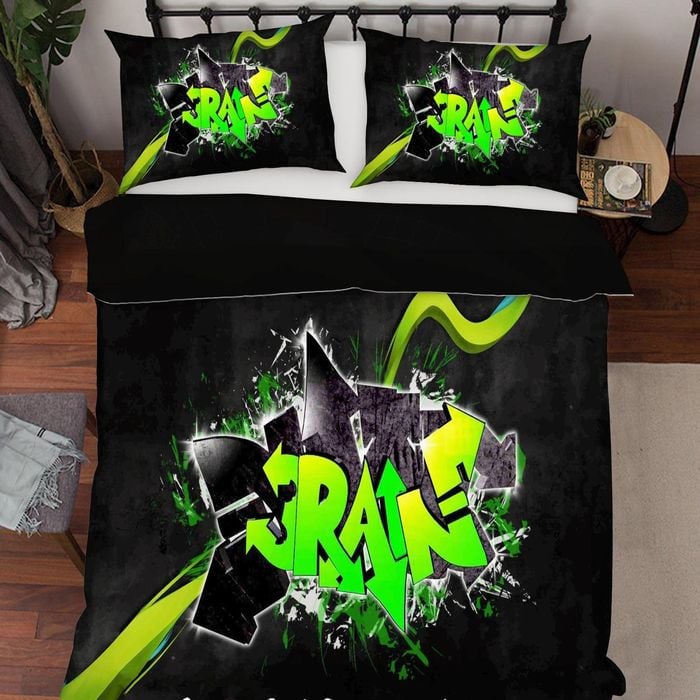 3D Black Green Graffiti Quilt Cover Set Bedding Set Pillowcases 18