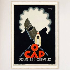 Galrie O Cap Pour Les Cheveux Vintage Advertising Poster by Charles Loupot Art Decor, Wood Frame, A1 60 x 84cm (23 x 33inch)
