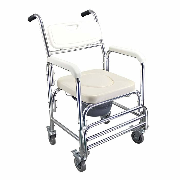 Heavy Duty Aluminum Bedside Commode Chair 200kg Mobile Shower Toilet Wheelchair