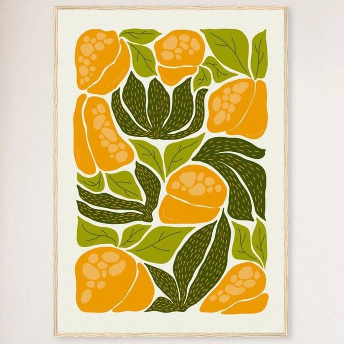 Galrie Vibrant Yellow Bell Pepper Art Print - Abstract Kitchen Wall Decor, Wood Frame, A1 60 x 84cm (23 x 33inch)