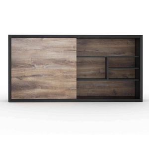 Modern Furniture AFTAN Display Unit 240cm - Warm Oak & Black