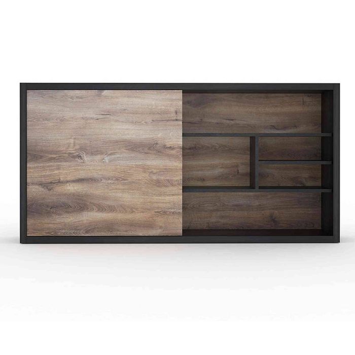 Modern Furniture AFTAN Display Unit 240cm - Warm Oak & Black