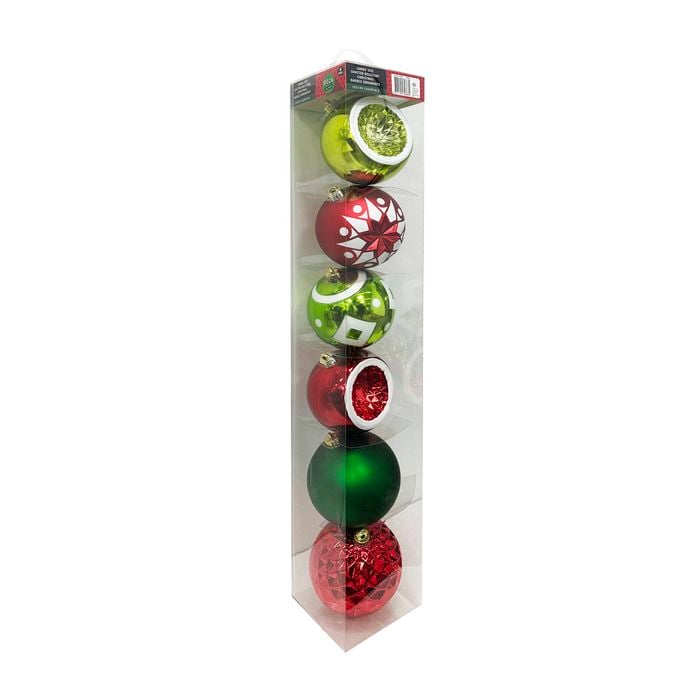 Deck The Halls Jumbo Bauble Ornament - 6 Pack