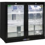 Rhino Black Glass Double Door Bar Fridge - SG2H-BQ
