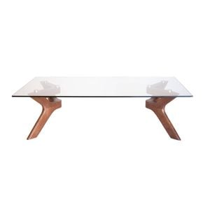 Sk Designer Living | Murf Collection | Rectangular Glass Coffee Table - Walnut