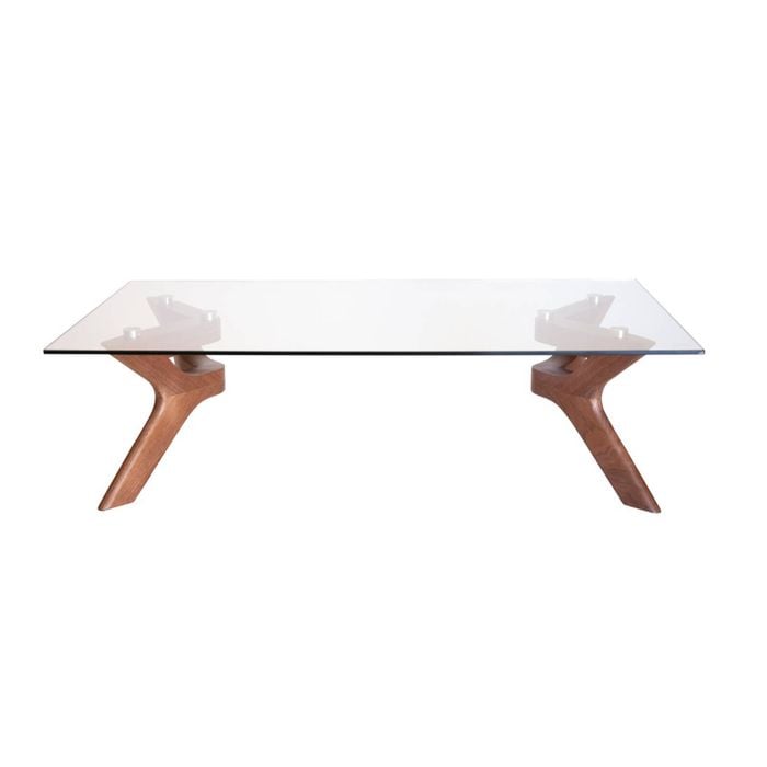 Sk Designer Living | Murf Collection | Rectangular Glass Coffee Table - Walnut