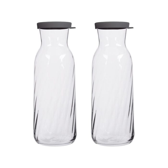LAV Fonte Optic Glass Carafes - 1.2L - Grey Lid - Pack of 2