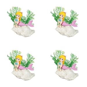 4PK Dudley's World Of Pets Aquarium/Fish Tank Mermaid On Shell Decor 9cm