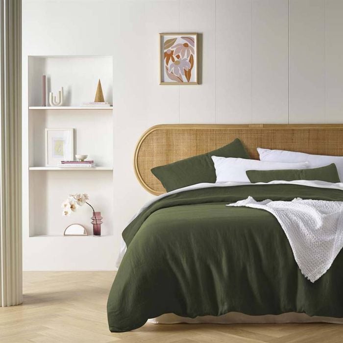 Olive French Linen Quilt Cover Set