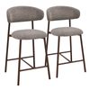 Alina Dark Walnut Look Upholstered Bar Stool - Brown Fabric (Set of 2)