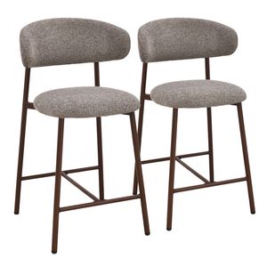 Alina Dark Walnut Look Upholstered Bar Stool - Brown Fabric (Set of 2)