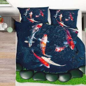 3D Lawn Fish 248 Bed Pillowcases Quilt King Size