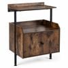 Costway Wall Mount Bedside Table Charging 16color Led Drawer 2 Shelf