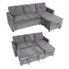 Advwin 3 Seater Pull Out Sofa Bed w/ Storage Chaise 194cm L Shaped Corner Sleeper Couch Grey