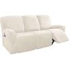 Smarcute 3 Seater Velvet Recliner Chair Sofa Couch Cover 8 Piece for 3 Cushion Seat Beige