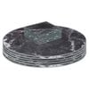 12pc Round Glass Placemats & Square Coasters - 30cm - Black Marble Effect - Dining Table Protection Place Mats Coasters