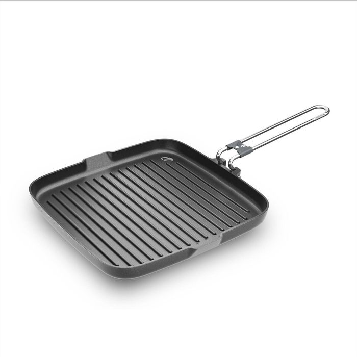 Decathlon - Non-Stick Camping Grill Pan 900 With Foldable Handle, 25 Cm X 25 Cm - One Size