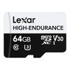 Lexar 64GB High-Endurance microSDXC UHS I C10 UHS Memory Card [LMSHGED064G-BCNNG]