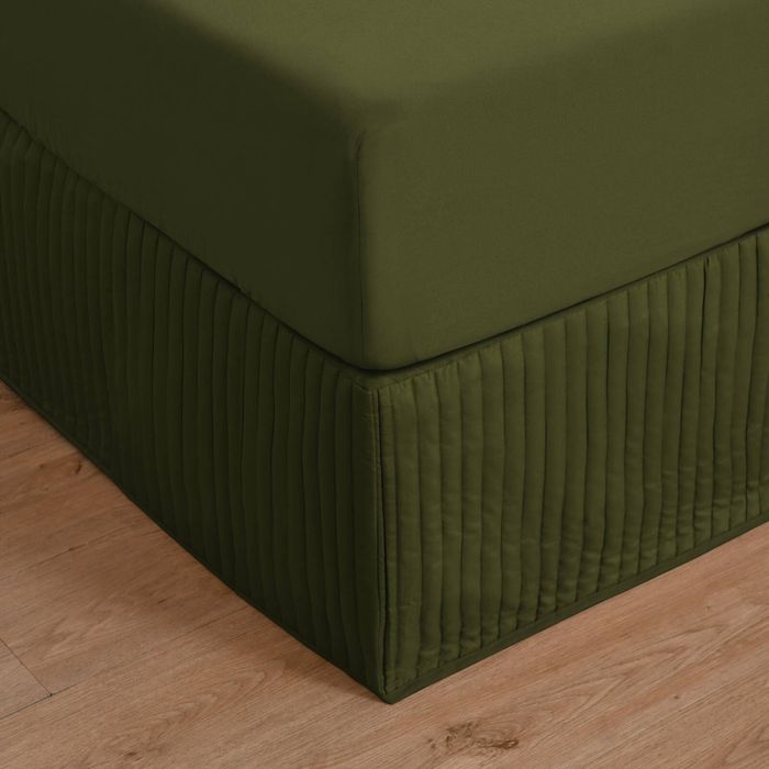 Dreamaker Quilted Valance Olive Double Bed