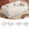 Advwin 2 Seater Folding Sofa Bed 5-in-1 Convertible Floor Loveseat Sofa Corduroy Fold Out Sleeper Couch w/ Armrests Beige