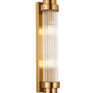CLA Lighting Varillas Interior Up/Down Clear Glass Rod Wall Light Antique Brass