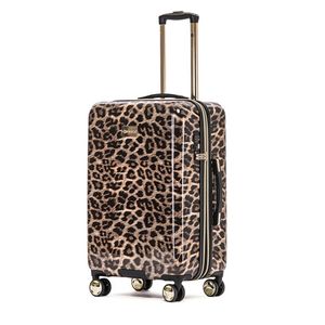 Tosca Leopard Print 25" Checked Trolley Travel Luggage Suitcase 65x40x30cm