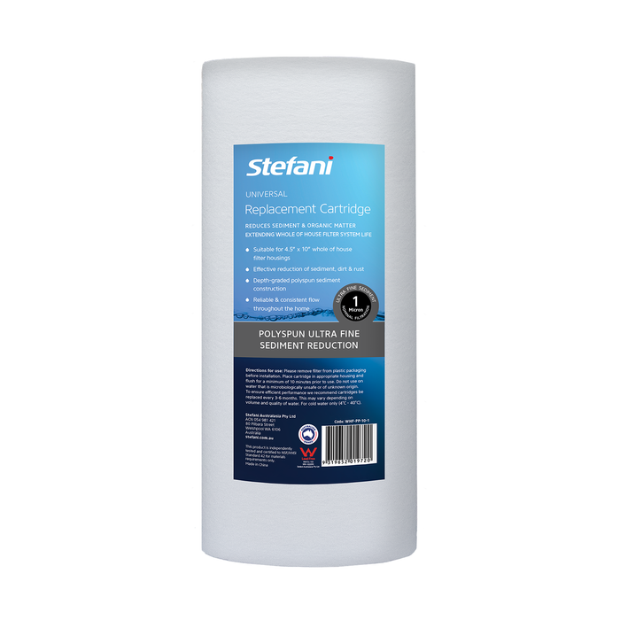 Stefani 1 Micron 4.5 x 10" Polyspun Sediment Whole Of House Replacement Water Filter Cartridge