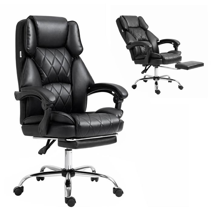 Artiss Ergonomic Office Chair with Headrest Footrest Recliner Computer Gaming Chair Black