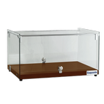 Exquisite One Tier Flat Glass Ambient Cake Display – Elegant Walnut Colour