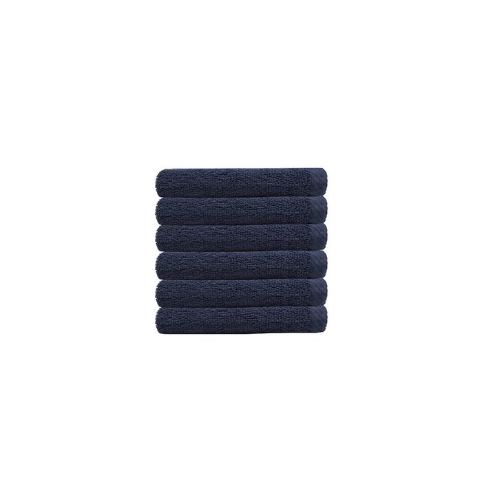 6pc Bambury Home Living soft Chateau Face Washer 33x33cm Navy 33 x 33cm
