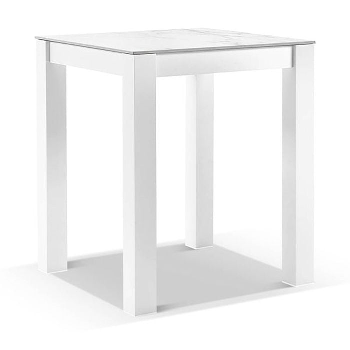 Hugo 0.9m Outdoor Ceramic Top Square Aluminium Bar Table White