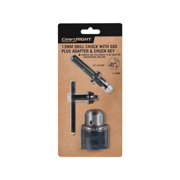 Craftright 13mm Drill Chuck with SDS Plus Adapter and Chuck Key