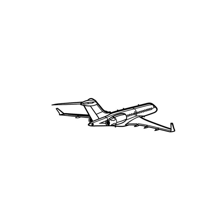 Ignite Laser Bombardier Global 6000 - Ultra-Long-Range Business Jet Silhouette Metal Wall Art Rustic Metal 15.7 inch - 40 cm
