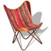 vidaXL Butterfly Chair Multicolour Chindi Fabric Sleeper Chair Bedroom Seat