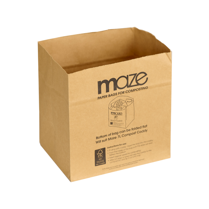 Maze 7L Compostable Paper Bags - 10 Pack