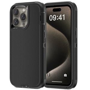 Rugged Case Shockproof Heavy Duty Cover - For Apple iPhone 15 Plus (Black)
