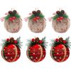 Catzon 6 Pcs Christmas Ball Ornaments 8CM with Pine Cones and Greenery for Xmas Party-Set 5