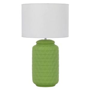 Telbix Heshi Modern Table Desk Lamp Light Fabric Ceramic White Green Matte
