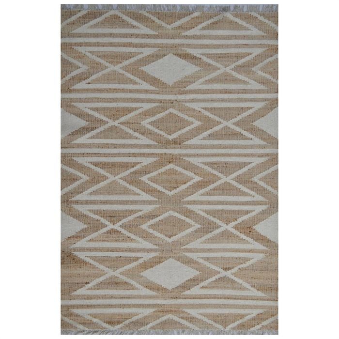 Natural Handwoven Jute Rug-Toulon 1133-Natural/Ivory-110x160cm