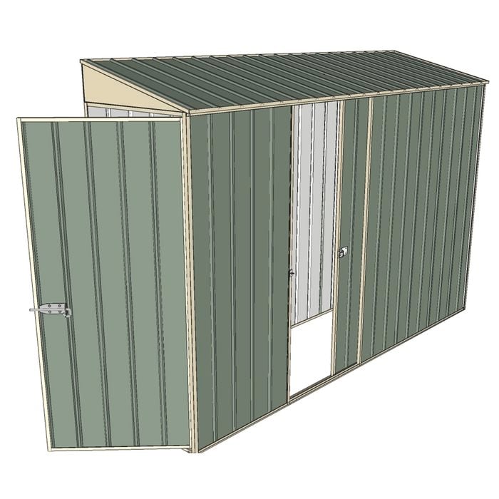 Build-a-Shed 0.8 x 3 x 2m Hinged Door Tunnel Shed with Single Sliding Side Door - Green