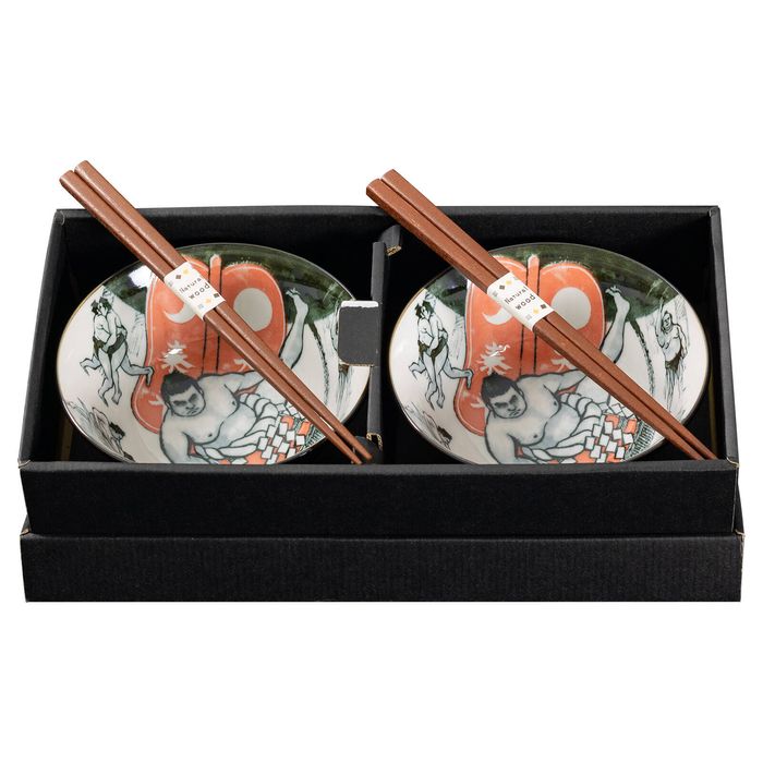 Omotenashi Sumo Set of 2 Donburi Bowls & Chopsticks