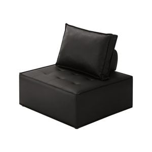 Oikiture 1PC Modular Sofa Adjustable Back PU Leather Black