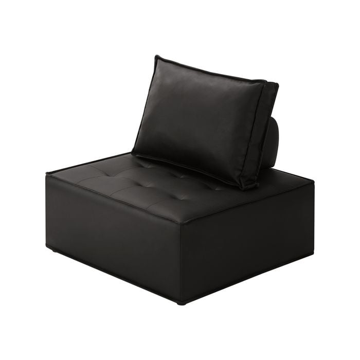 Oikiture 1PC Modular Sofa Adjustable Back PU Leather Black
