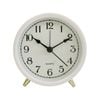 Round Metal Glass Raye 10.5cm Alarm Clock Bedside Analogue - Ivory