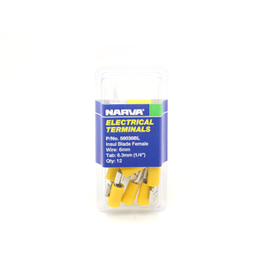 Narva 5 - 6mm Yellow Electrical Terminal Female Blade Connector - 12 Pack
