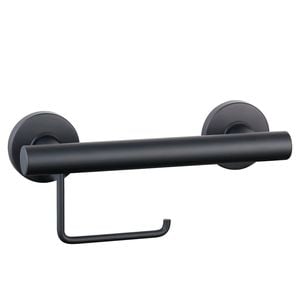 evekare Black Toilet Roll Holder Grab Rail